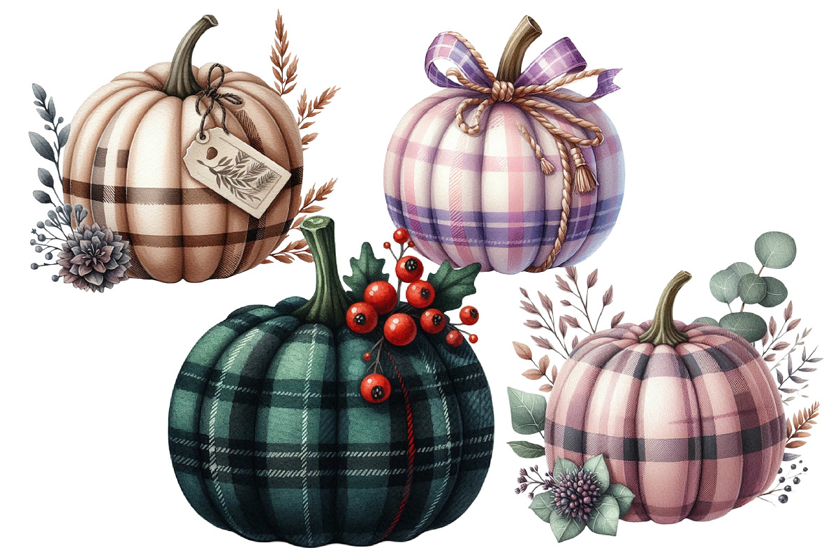 Autumn Plaid Pumpkin Sublimation, an Illustration by Designworld (Photo 6 of 7)