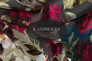 Raspberry Floral Clip Art Collection