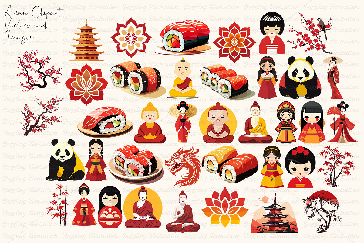 Asian Clipart - Images & Vectors, an Illustration by Dazzling Art Boutique (Photo 2 of 8)