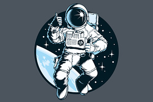 Astronaut in outer space, vector