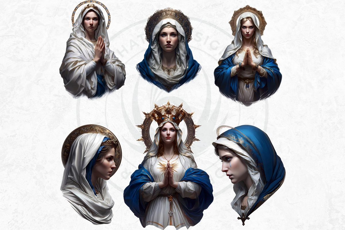 Holy virgin Mary clipart set, a Person Illustration by ThatsDesignArt (Photo 9 of 10)