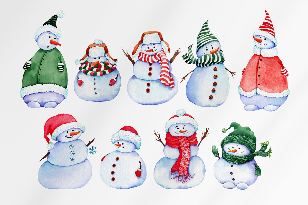 Christmas snowmen & gnomes, a Seasonal Illustration by Jeanna Draw (Photo 1 of 17)