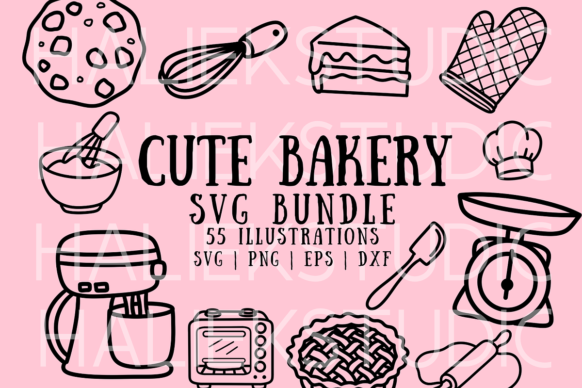 Cute Bakery SVG Illustrations, a Food Illustration by HalieKStudio (Photo 1 of 9)
