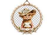 Watercolor Summer Highland Cow Clipa, an Illustration by DreamArtGraphic (Thumbnail 5 of 8)