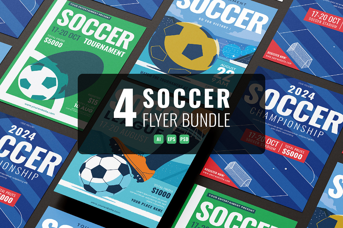 4 Soccer flyer template Bundle, a Flyer Template by Sandypramana (Photo 1 of 3)