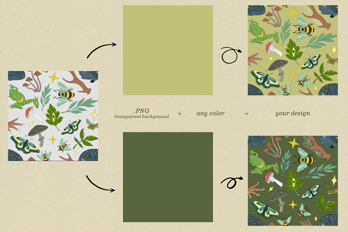 Goblincore seamless pattern, an Illustration by SecondOfJuly (Photo 7 of 7)