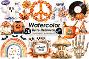 Retro Fall Halloween Png Clipart, an Illustration by Black Bird Studio (Thumbnail 1 of 6)