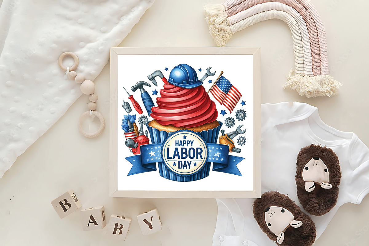 Happy Labor Day Cupcake PNG, an Illustration by CraftArtStudio (Photo 4 of 4)