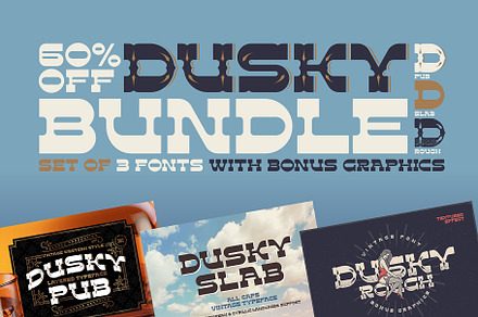 Dusky Fonts BUNDLE!, a Slab Serif Font by Gleb Guralnyk