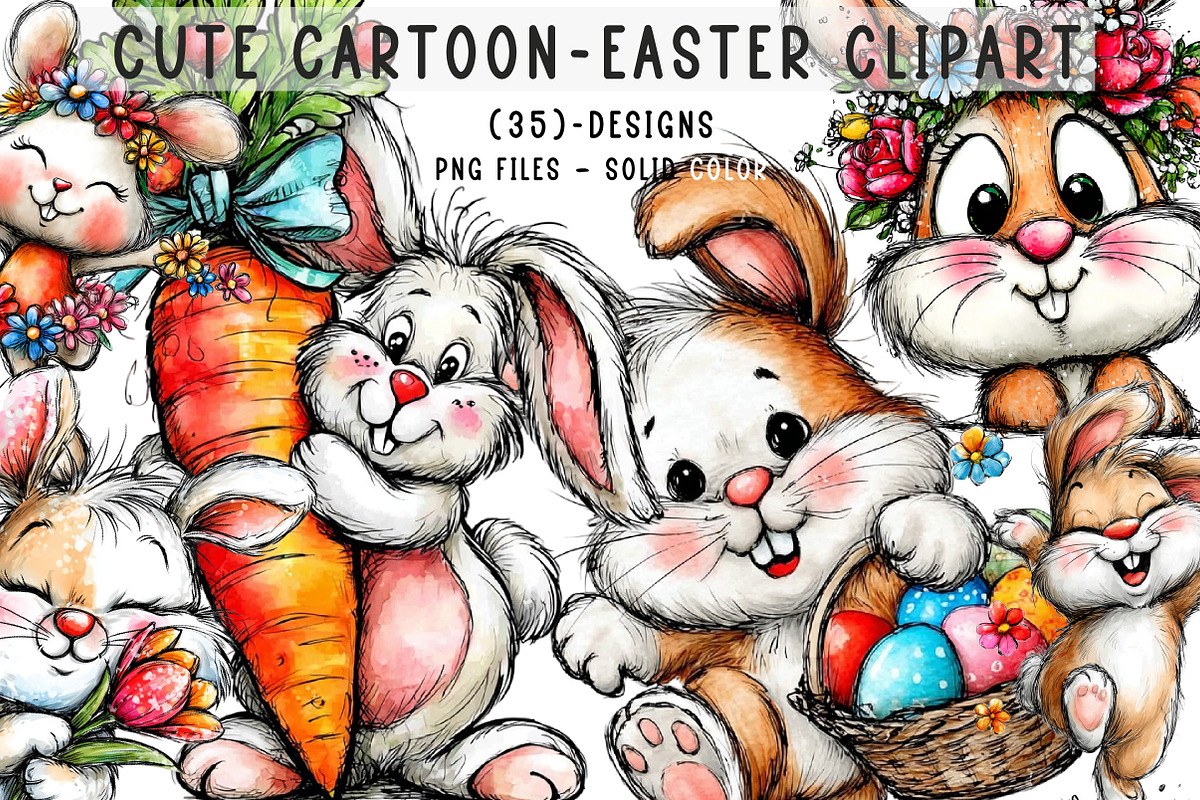 Cute Cartoon-Easter Clip-art Png, an Illustration by CreationArt (Photo 1 of 6)