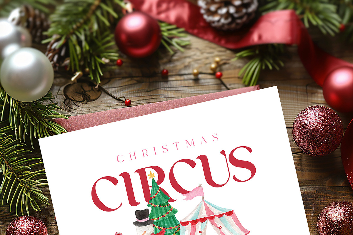 Watercolor Clipart-CHRISTMAS CIRCUS, a Decorative Illustration by Beigetime (Photo 4 of 12)