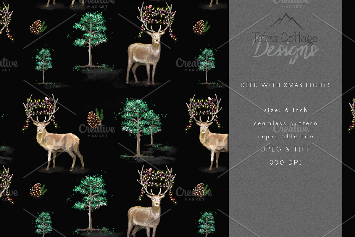 Christmas Deer Seamless Pattern, a Pattern Graphic by Tatra Cottage Designs (Photo 1 of 6)