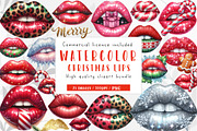 Christmas Lips Clipart Sublimation, an Illustration by CreationArt (Thumbnail 1 of 5)