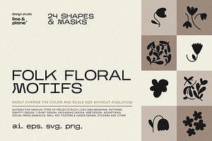 Folk Floral Motifs - Shapes & Masks, an Object Graphic by line & plane