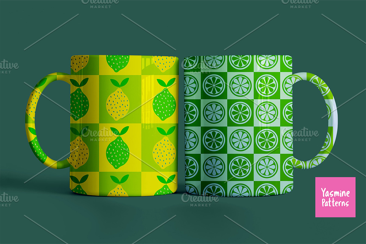 Checkered Fruits Seamless Patterns
