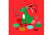 Retro Christmas Dog, an Animal Illustration by Sharon Schwalbe (Thumbnail 1 of 2)