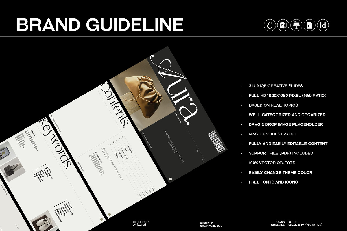 AURA Brand Guideline Presentation, a Presentation Template by GoldenPixelStudio (Photo 2 of 10)