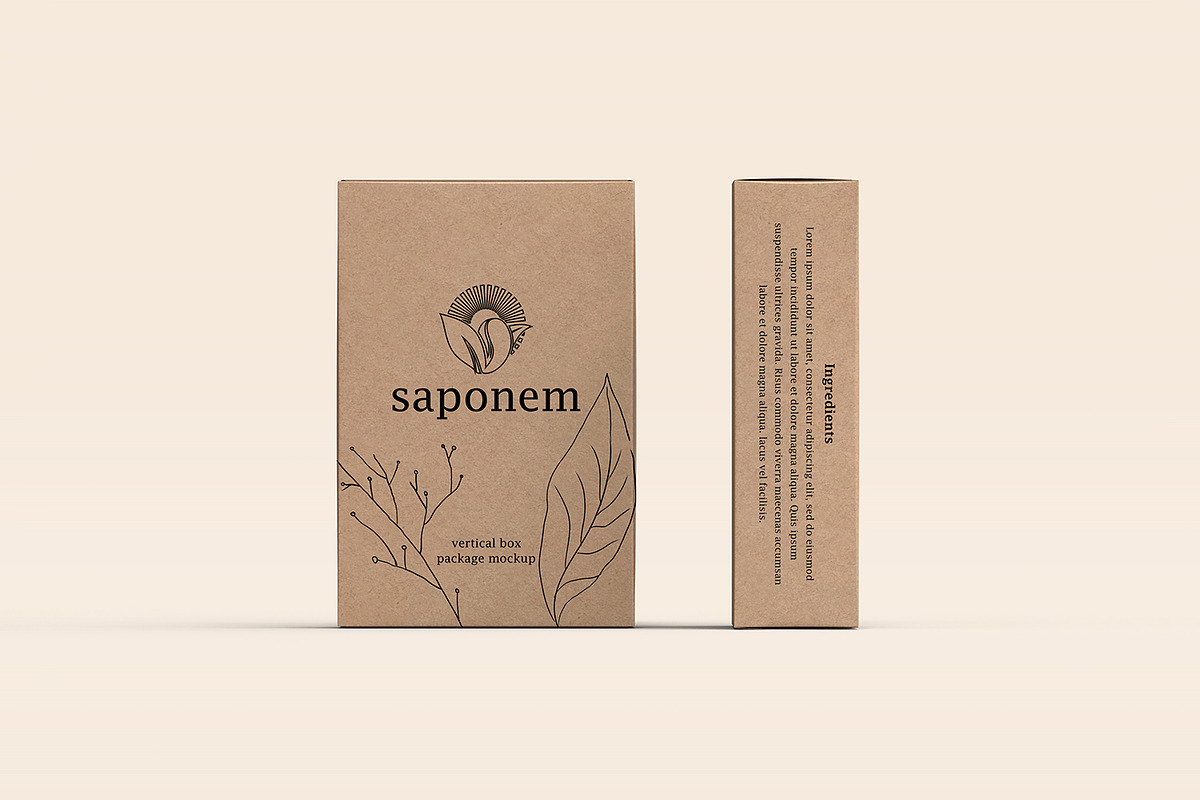 Vertical Kraft Soap Box Pack Mockup, a Packaging Mockup by Ram Studio LLC (Photo 6 of 8)