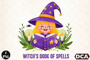Book Witchs Book of Spells Halloween, an Illustration by DreamCafeArt