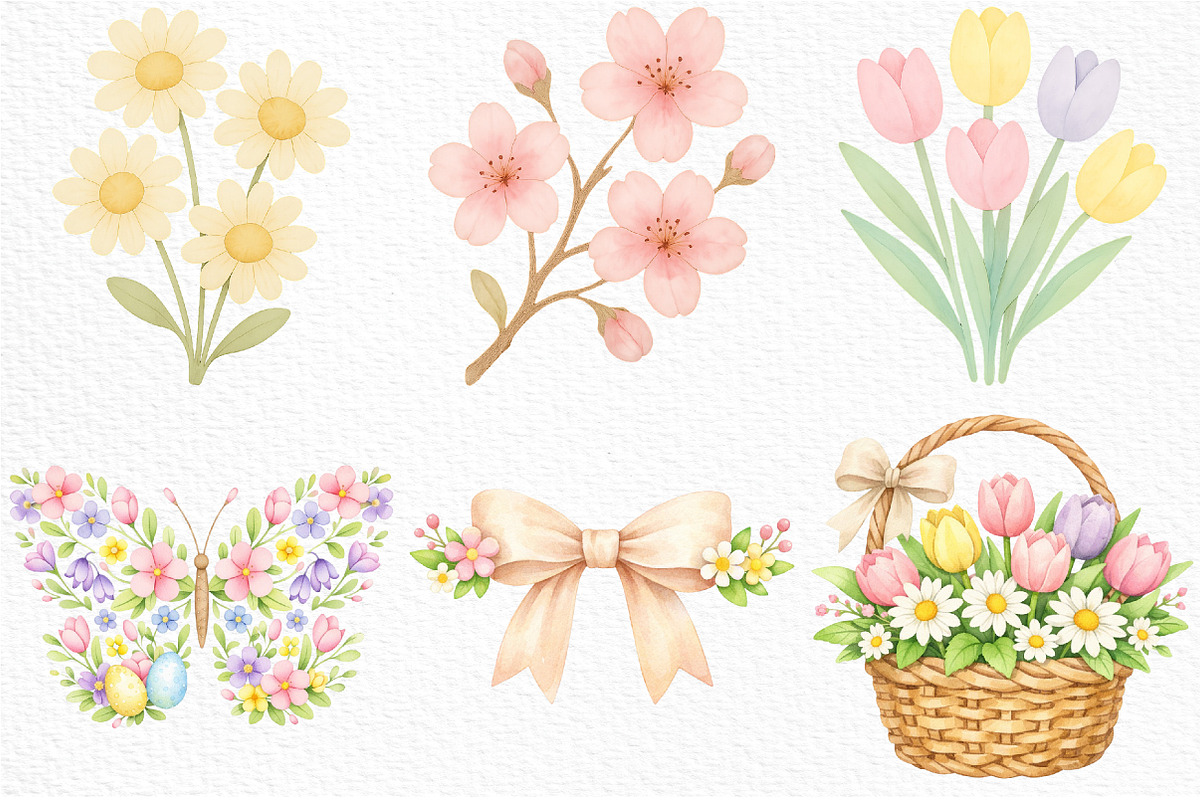 Pastel Spring Clipart PNG, an Illustration by Craft Nest (Photo 6 of 6)