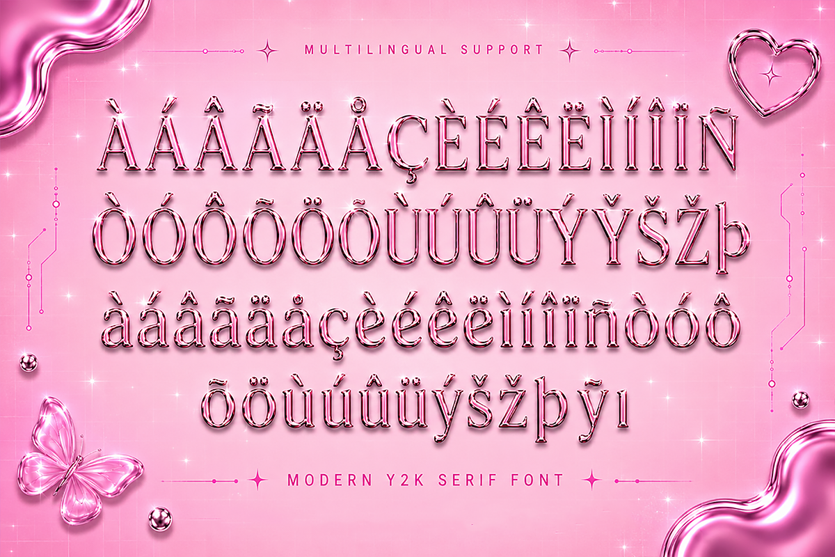 ChromeDarling - Modern Y2K SerifFont, a Serif Font by overlaytemplates (Photo 5 of 5)