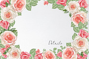 Watercolor rose border frame clipart, an Illustration by yana.fefelova (Thumbnail 4 of 4)