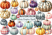 Watercolor Autumn Pumpkin Clipart, an Illustration by Rose Art (Thumbnail 1 of 7)