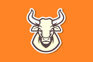 head cow long horn mascot icon, a Branding & Logo Template by devastd