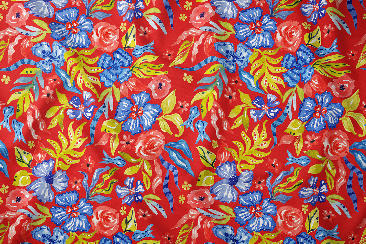 Whimsical watercolor garden print, a Pattern Graphic by SirenaArt (Photo 6 of 13)