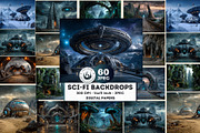 Sci-Fi Backdrops Digital Papers, a Decorative Illustration by ThatsDesignArt (Thumbnail 1 of 14)