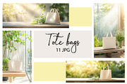 Cotton tote bag mockup on a bench, a Background Photo by Nebbia (Thumbnail 1 of 4)