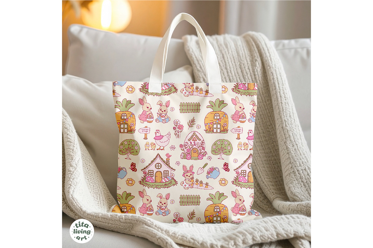 Easter Village Seamless Pattern, a Seasonal Illustration by TitaLivingArt (Photo 6 of 13)