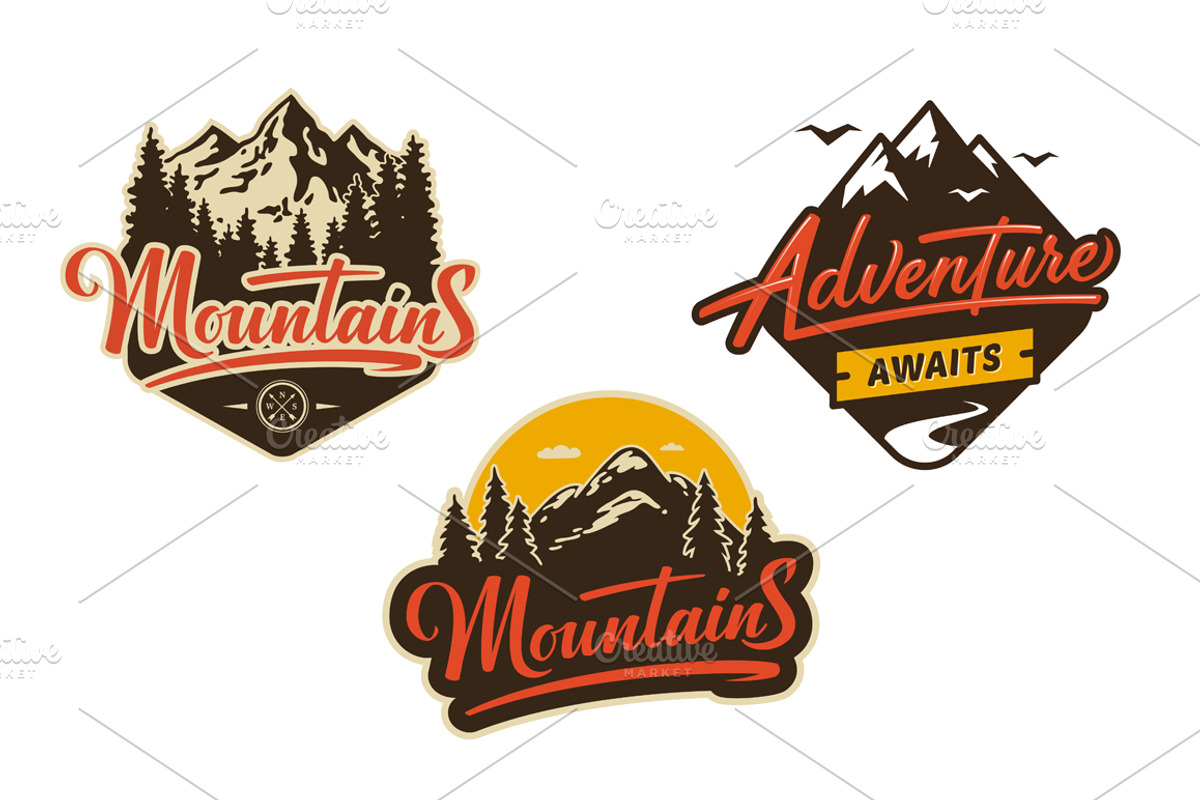 6 Mountain Vintage Badges, an Illustration by tetiana.svirska (Photo 2 of 4)