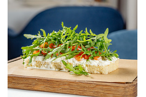 bruschetta with salmon and arugula, a Food & Drink Photo by Fascinadora