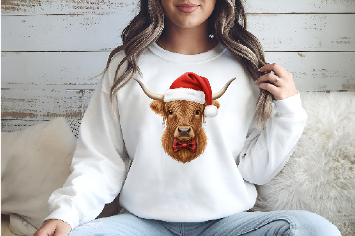 Christmas Coquette Highland Cow png, an Illustration by Watercolor design (Photo 4 of 5)