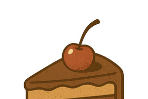 Cake slice with cherry and phrase pi, an Illustration by Dvoevnore photos