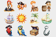 Watercolor Cute Little Pirate Clipar, a Seasonal Illustration by Design Market (Thumbnail 2 of 5)