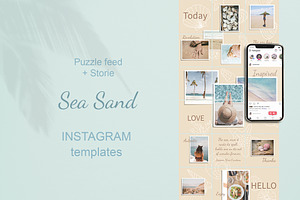 Puzzle Instagram Template. Sea Sand