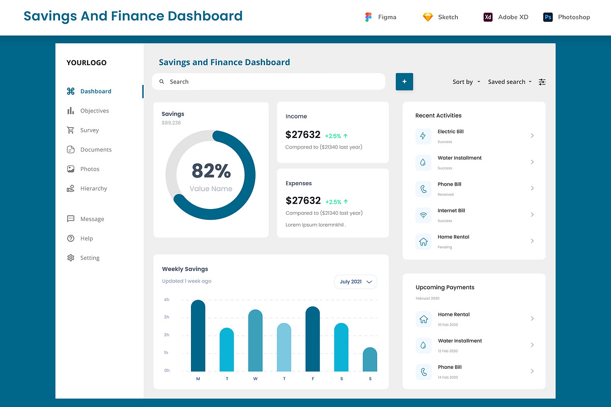 Savings Money Finance Dashboard App, an App Template by nagaredesignstudio (Photo 1 of 2)
