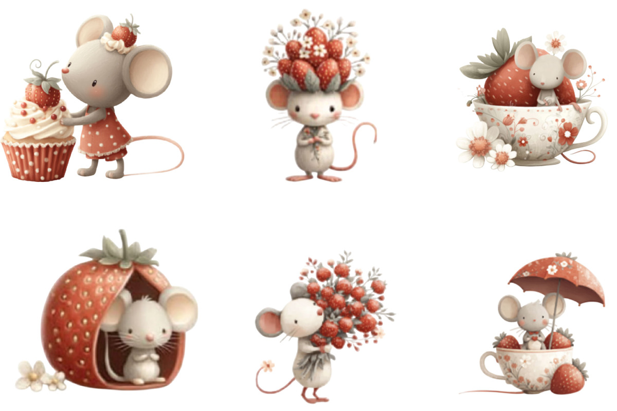 Strawberry Mouse PNG Clipart, a Seasonal Illustration by Designking (Photo 2 of 5)