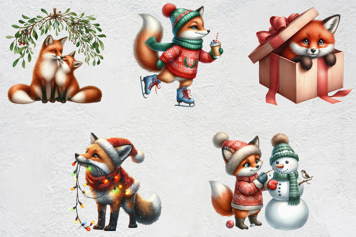 Christmas Cute Fox Sublimation Clipa, an Illustration by CrexoraLab (Photo 2 of 5)