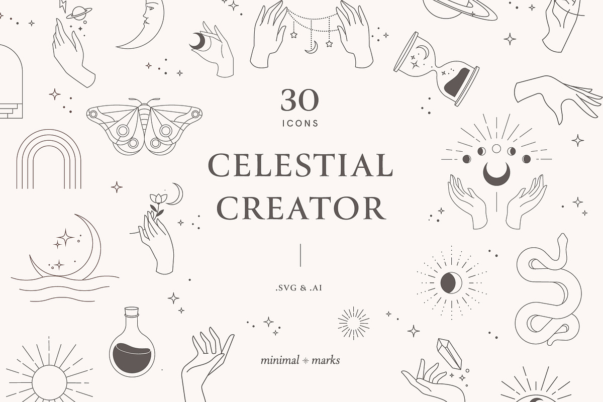 Celestial Logo Creator Set, a Graphic by Minimal Marks (Photo 1 of 5)
