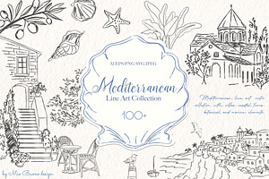 Mediterranean Line Art Collection, a Decorative Illustration by Mio Buono