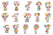 Whimsical Valentine Dog Clipart, an Illustration by designcity5 (Thumbnail 3 of 5)