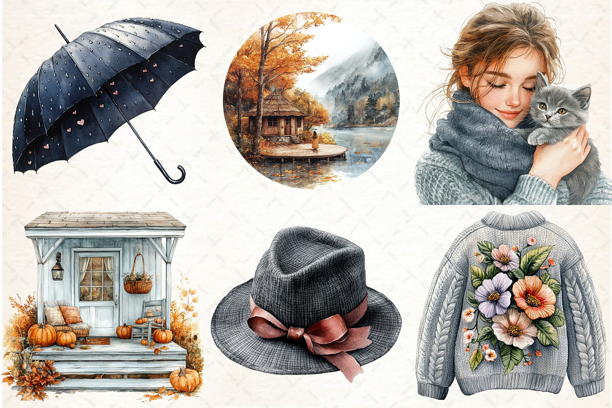 Rainy Autumn Clipart Bundle, an Illustration by Libby Wishes (Photo 3 of 7)
