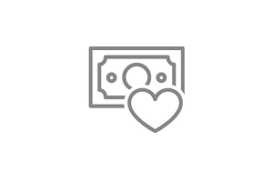 Heart money line icon. Humanitarian, an Object Illustration by GraphiShop