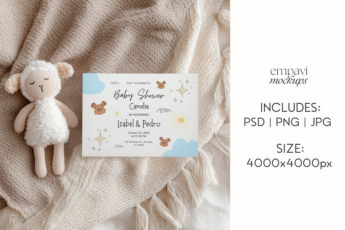 7x5 Baby Shower Card Mockup, a Mockup by EmpaviMockups (Photo 6 of 7)