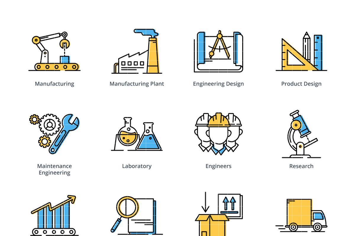 Manufacturing Engineering Icons, an Outline Icon by introwiz1 (Photo 2 of 3)