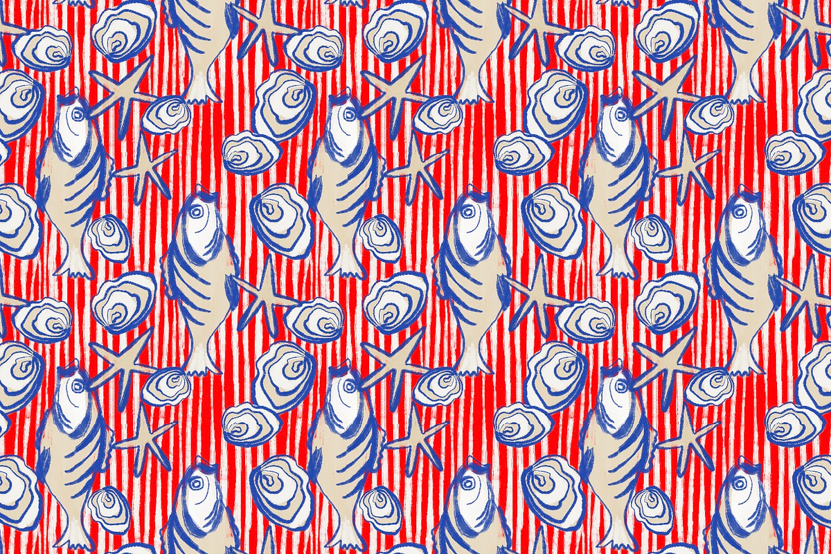 Sea motifs fishes stripes, a Pattern Graphic by Nocito Design (Photo 2 of 7)