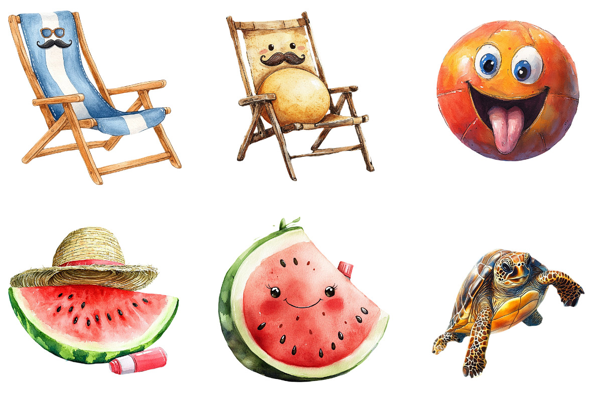 Funny Summer Beach Clipart, an Illustration by DreamArtGraphic (Photo 3 of 4)
